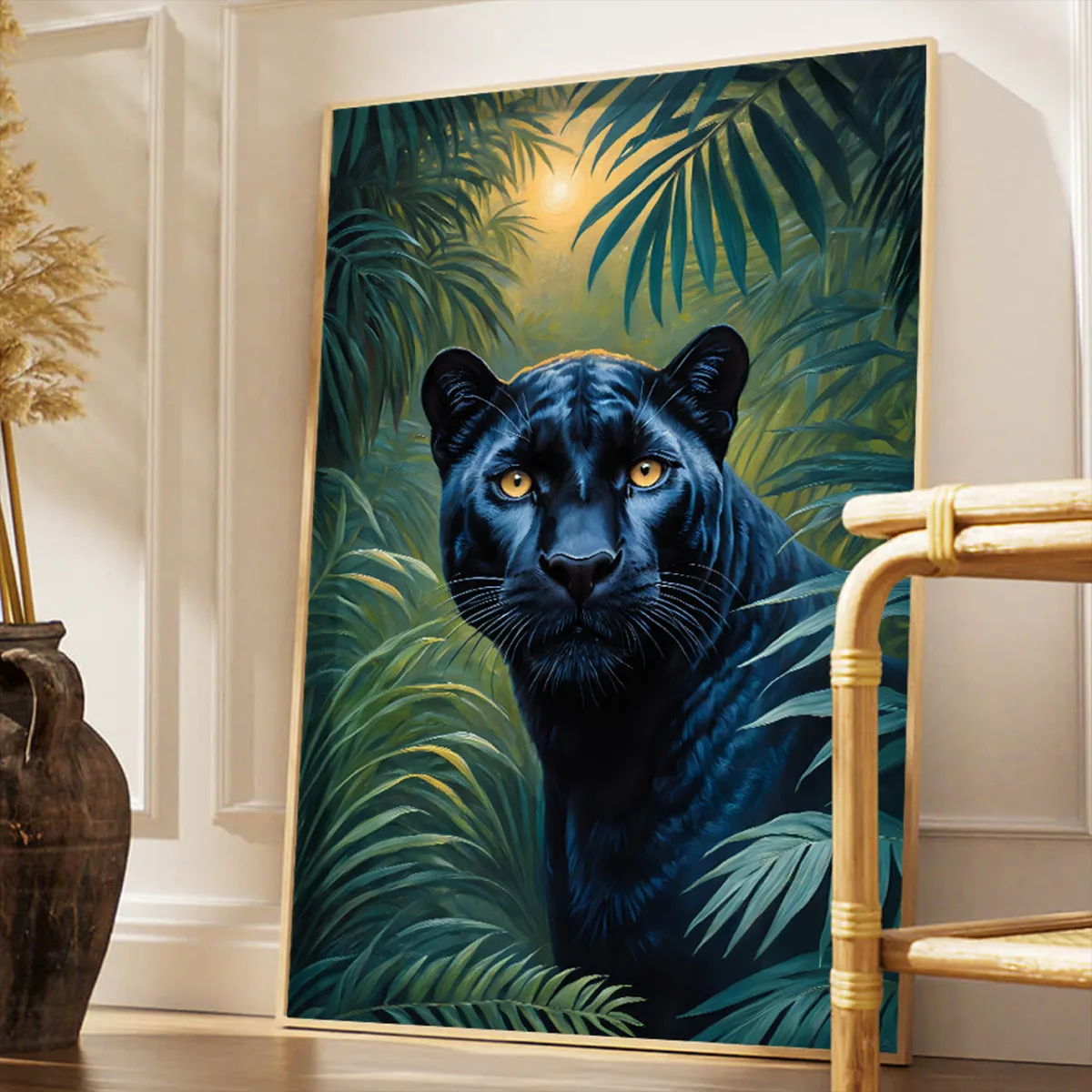 Exotic black panther fine art artwork for statement interiors