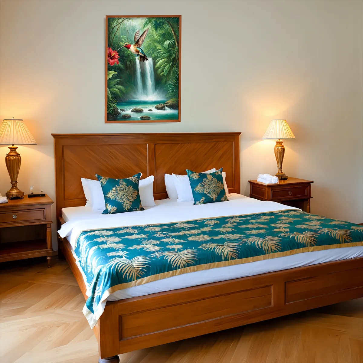 Elegant tropical bird illustration for interior design projects