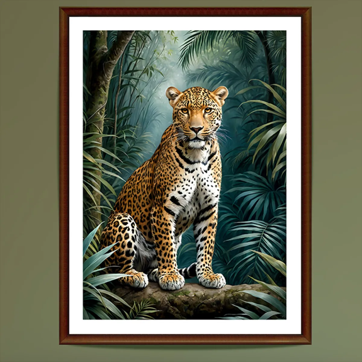 Tropical leopard illustration designed for large wall displays