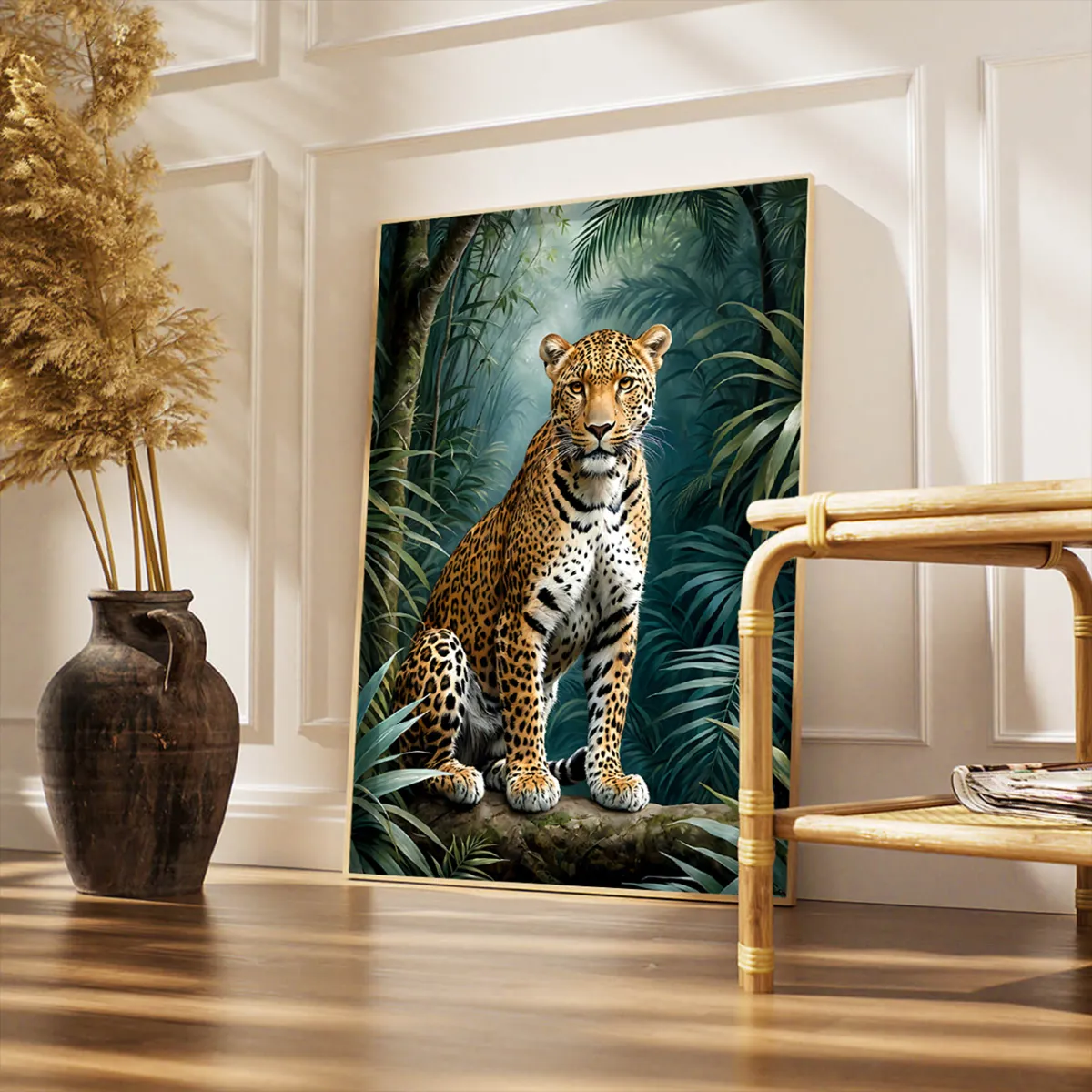 Leopard wall art created for refined interior design projects