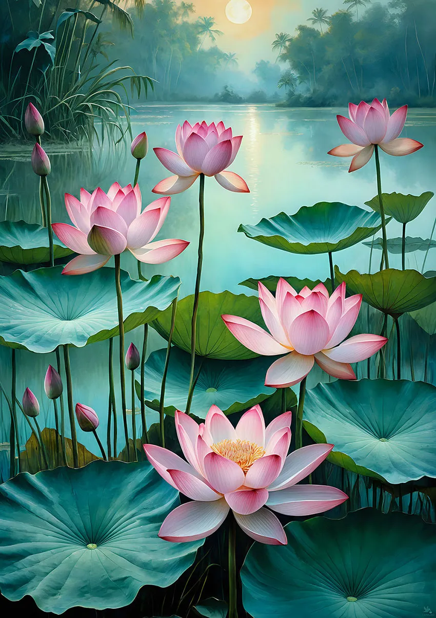 Lotus wall art printable, fine art poster up to A0