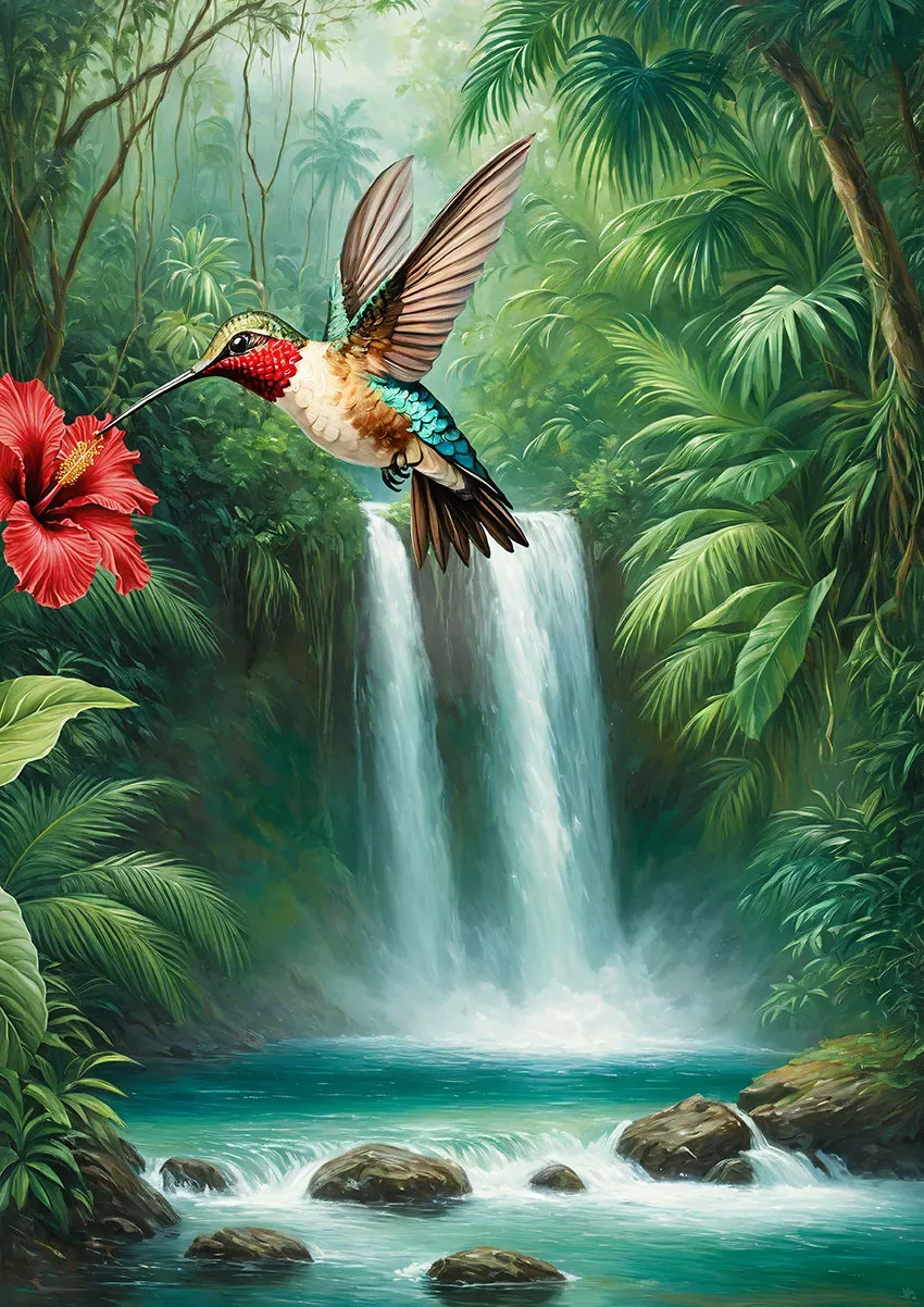 Hummingbird wall art printable, fine art poster up to A0