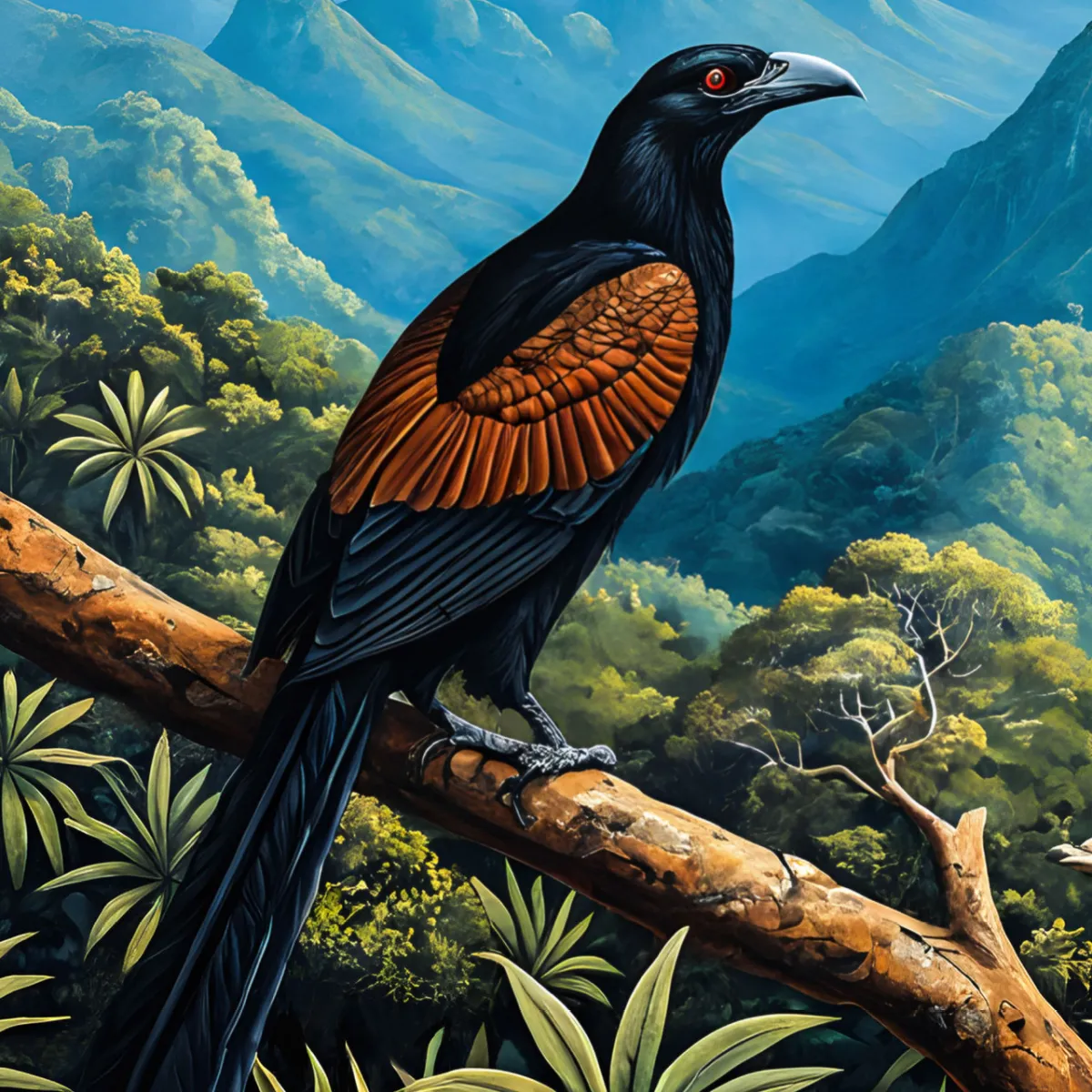 Greater Coucal tropical landscape digital wall art download