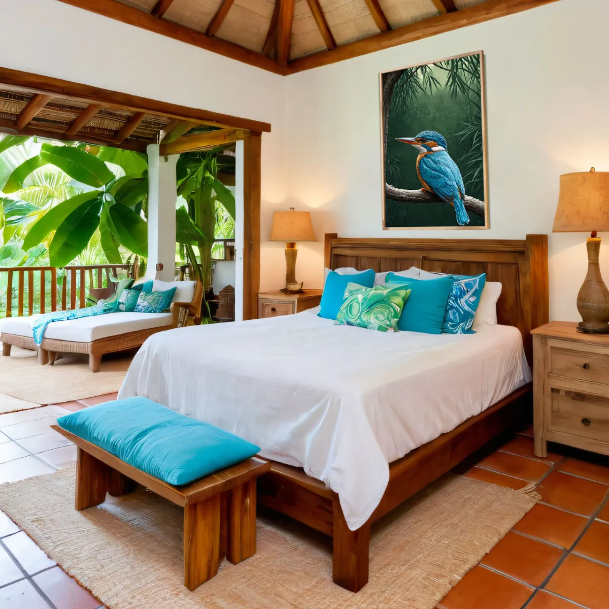 Thailand-inspired tropical bird print for home decoration