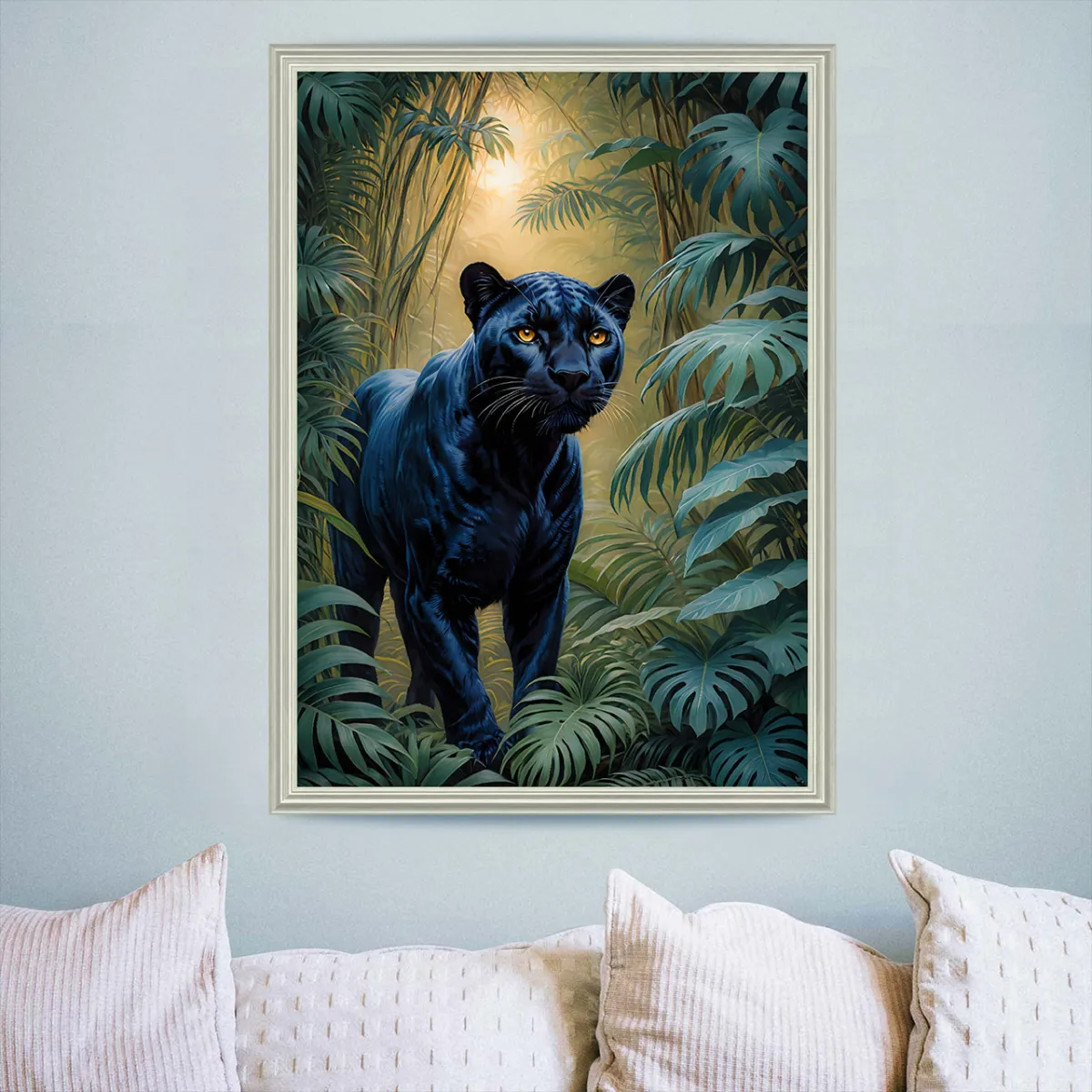 Tropical jungle panther artwork printable digital download