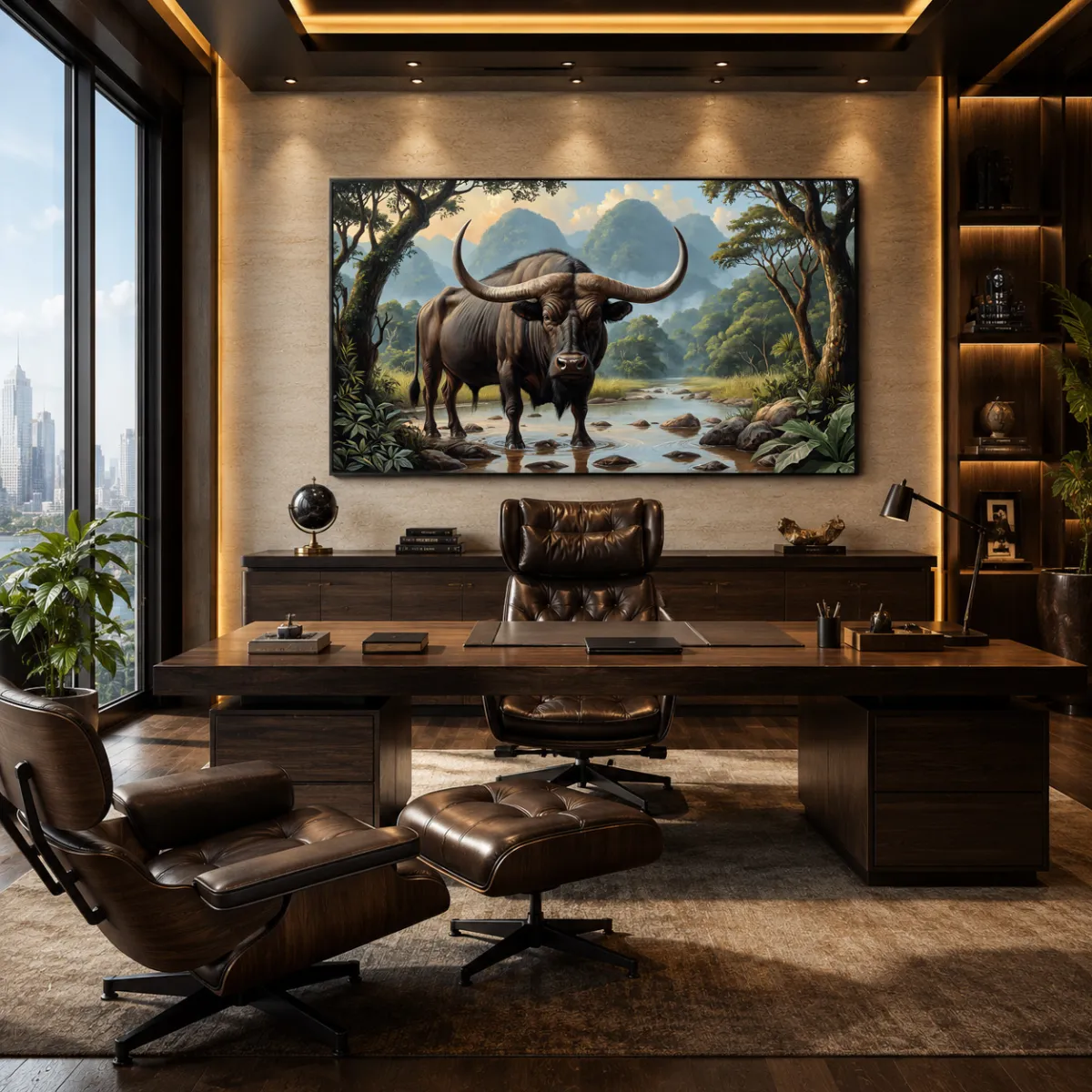 Executive office featuring Buffalo Unbound panoramic wall art
