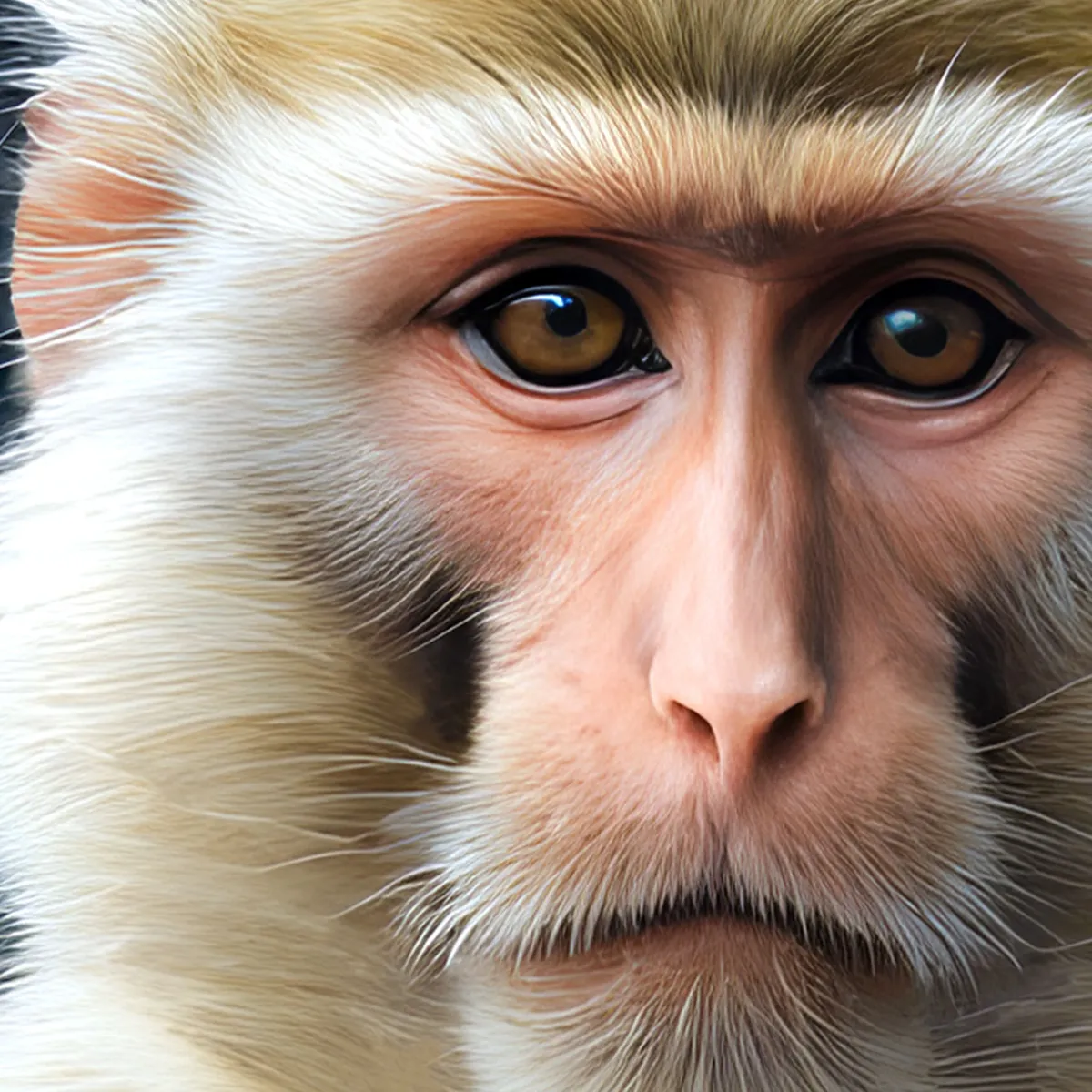     Close-up of the TAMAJAD “LORD OF LIMESTONE” macaque highlighting expressive amber eyes and fine fur details