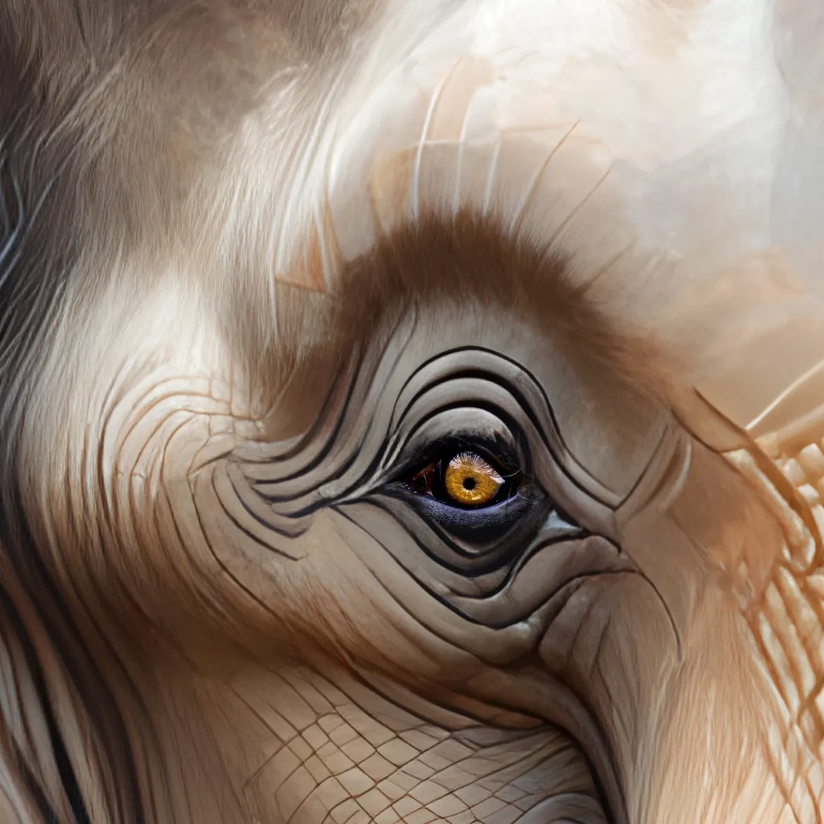 Close-up of RIVER-TITAN elephant eye revealing lifelike detail and expressive realism