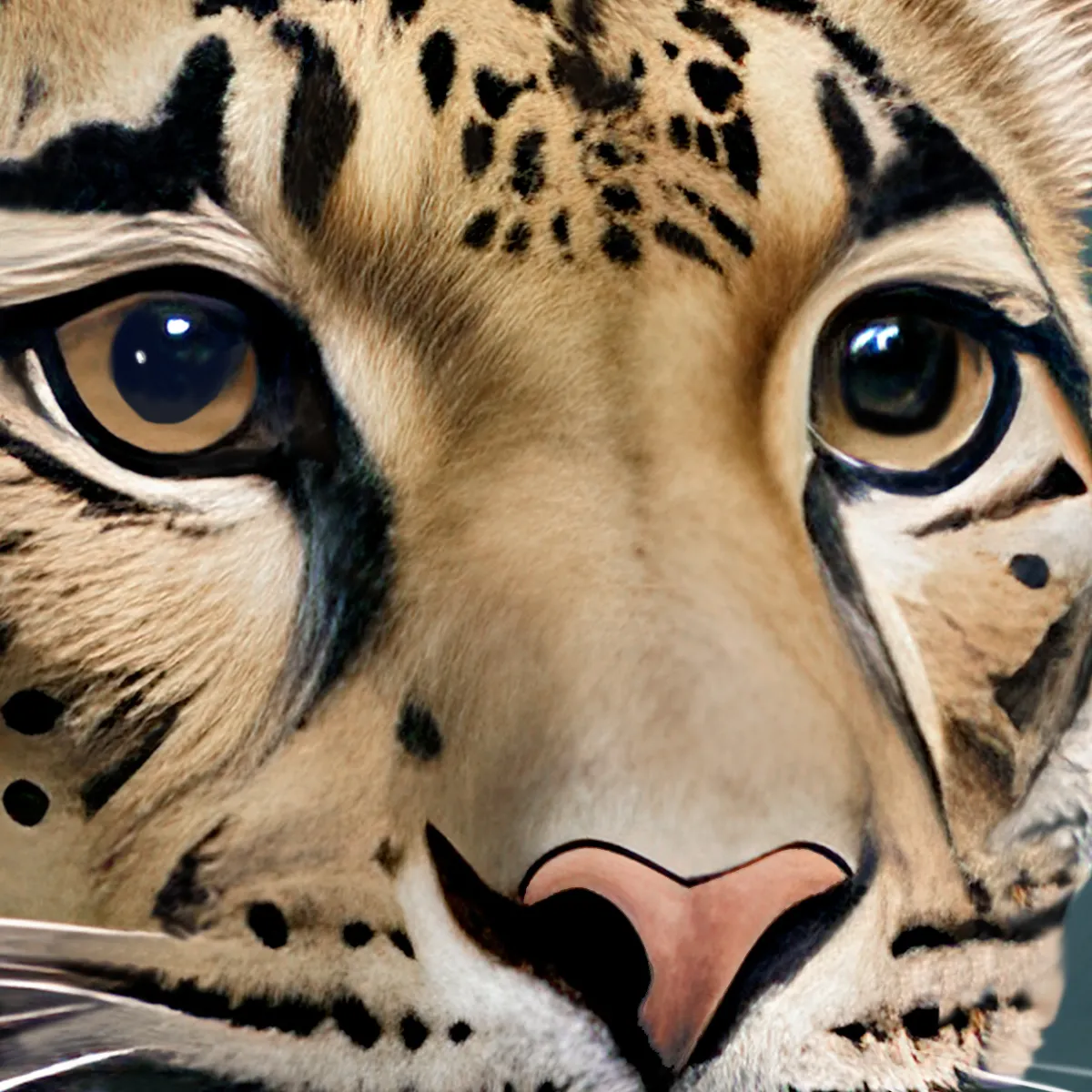 Clouded leopard portrait from premium tropical rainforest wildlife artwork, detailed XXL wall art