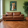 Jungle leopard wall art in natural tones