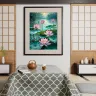 calm lotus pond botanical illustration