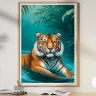 Tropical tiger portrait in a lush jungle setting