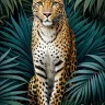     Majestic leopard in tropical jungle foliage wall art