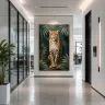 Exotic leopard wall decor with deep jungle ambiance