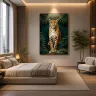 Emerald jungle leopard artwork for modern interiors