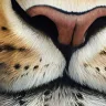 Close-up of the leopard artwork revealing intricate fur texture, whiskers and museum-quality detail