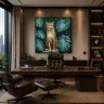 Executive office displaying The Pause XXL leopard artwork