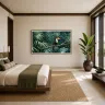   Toco Toucan Sanctuary panoramic rainforest artwork in minimalist bedroom