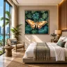 Premium bedroom with Silent Wings XXL square Atlas moth wall art.