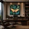 Executive office displaying the Silent Wings XXL square artwork.