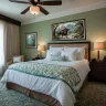 Asian Buffalo panoramic canvas in a contemporary hotel bedroom