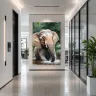 RIVER-TITAN elephant artwork creating a striking focal point in a modern office
