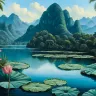 TAMAJAD Uncharted Eden lotus lagoon panoramic wall art