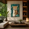 Jungle leopard wall art in natural tones