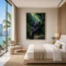 Black Panther XXL artwork bringing quiet intensity and tropical elegance to a contemporary luxury bedroom.