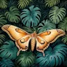 Luxury spa interior featuring the Silent Wings XXL Atlas moth artwork.