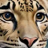 Clouded leopard portrait from premium tropical rainforest wildlife artwork, detailed XXL wall art