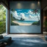 Tropical beach wall art in a tropical luxury interior