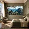 Jungle forest wall art with exotic Greater Coucal bird