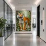 Modern office lobby featuring TIGER’S DOMAIN wall art