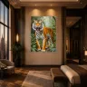 Contemporary bedroom with TIGER’S DOMAIN wildlife wall art