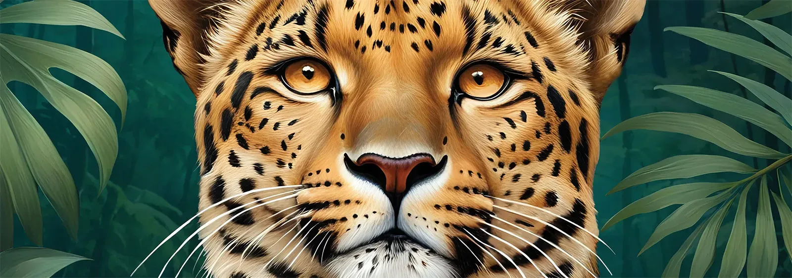 Leopard portrait in tropical jungle, TAMAJAD wall art